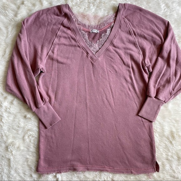 Free People Intimately FP Sweater Girl Talk Pullover Lounge Lace Pink XS - Picture 5 of 14